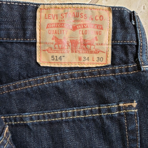 LEVI'S MENS 514 STRAIGHT JEANS:PRE-OWNED 34 X 30 (PAIR #1) - Picture 5 of 14